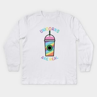 Unicorn Frappuccino Realness Kids Long Sleeve T-Shirt